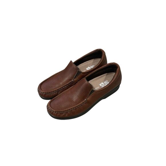 SAS Womens Twin Loafer Size 6.5 S Brown Leather Comfort Tripad Flat Slip On Shoe - Picture 1 of 8